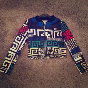 Round neck design printed jacket